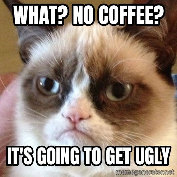 Angry Cat Meme meme: what? No coffee? / It's going to get ugly