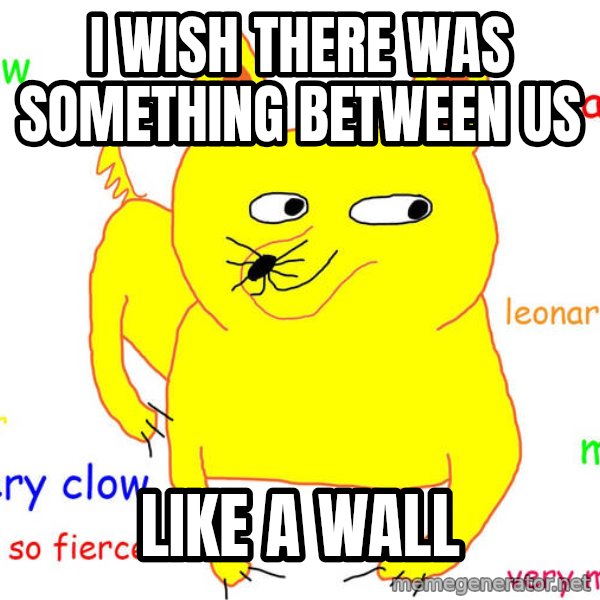 Grumpy Cat  meme: i wish there was something between us / like a wall