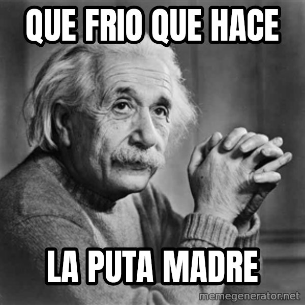 Albert Einstein meme: que frio que hace / la puta madre