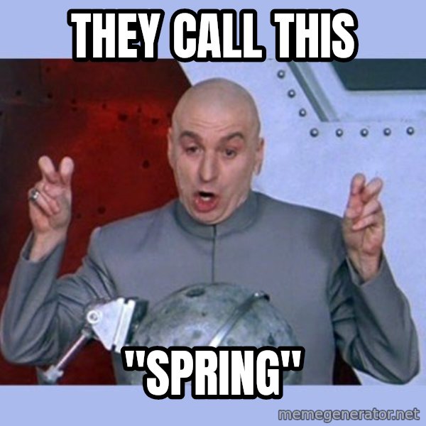 Dr Evil meme meme: They call this / "spring"