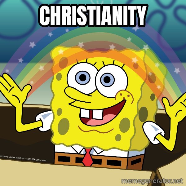 spongebob rainbow meme: christianity