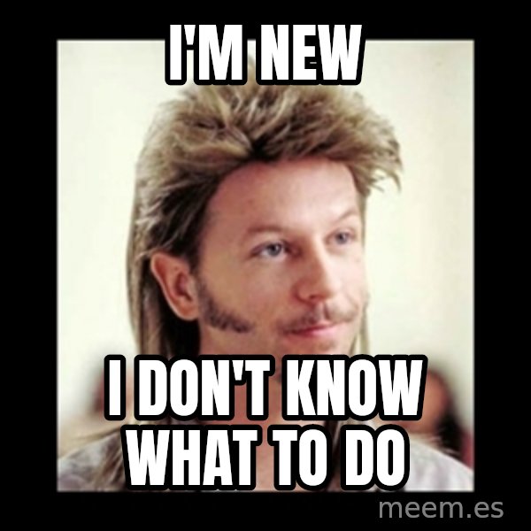 Joe Dirt meme: I'm new / I don't know what to do