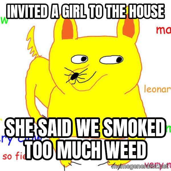 Forever Alone meme: Invited a girl to the House / she said we smoked too much weed