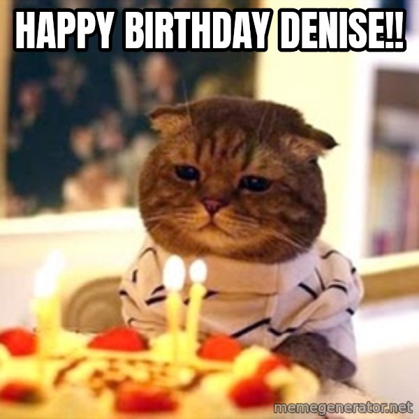 Birthday Cat meme: Happy Birthday Denise!!