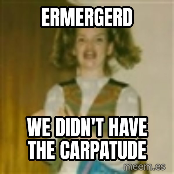 ermergerd girl  meme: ERMERGERD / we didn't have the carpatude
