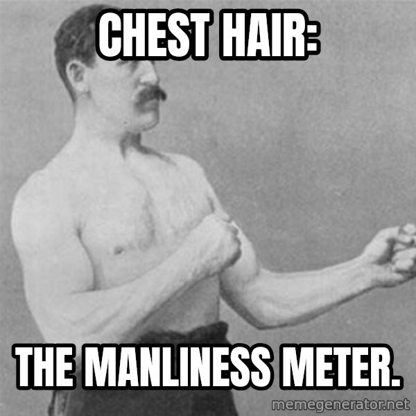 overly manlyman meme: chest hair: / the manliness meter.