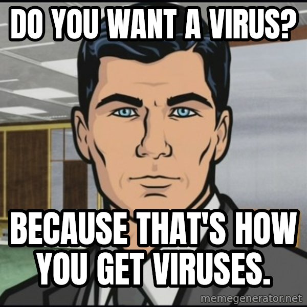 Archer meme: Do you want a virus? / because that's how you get viruses.