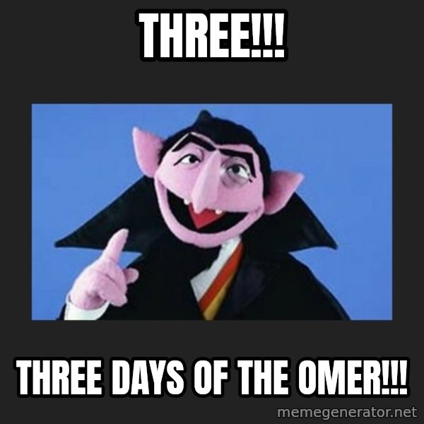 The Count from Sesame Street meme: Three!!! / Three Days of the omer!!!