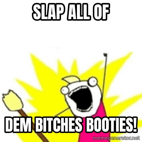 X ALL THE THINGS meme: slap all of / dem bitches booties!