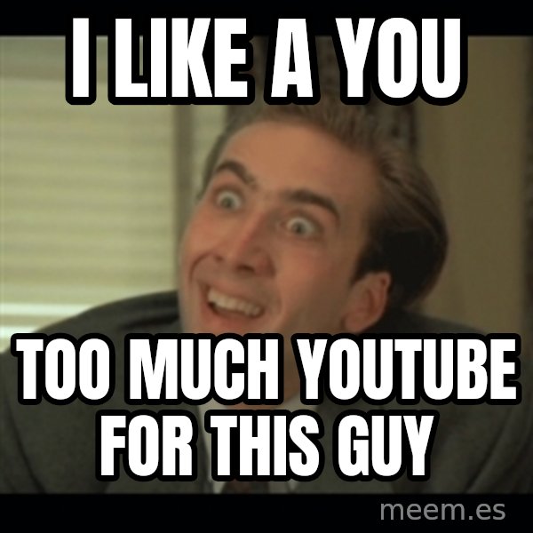 Nick Cage meme: i like a you / too much youtube for this guy