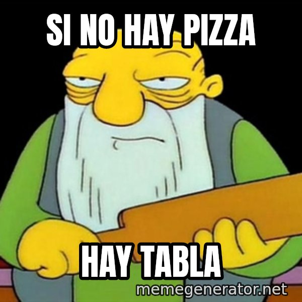 Jasper (Simpsons) meme: SI NO hay PIZZA / HAY TABLA