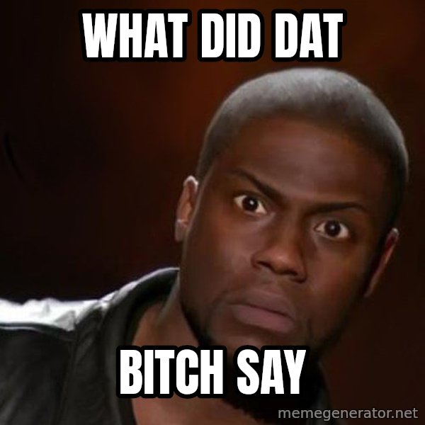 kevin hart nigga meme: What did dat / Bitch say