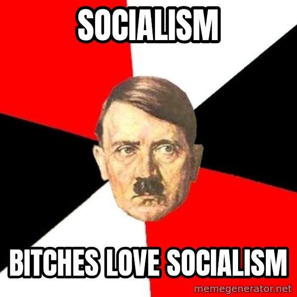 Advice Hitler meme: socialism / bitches love socialism