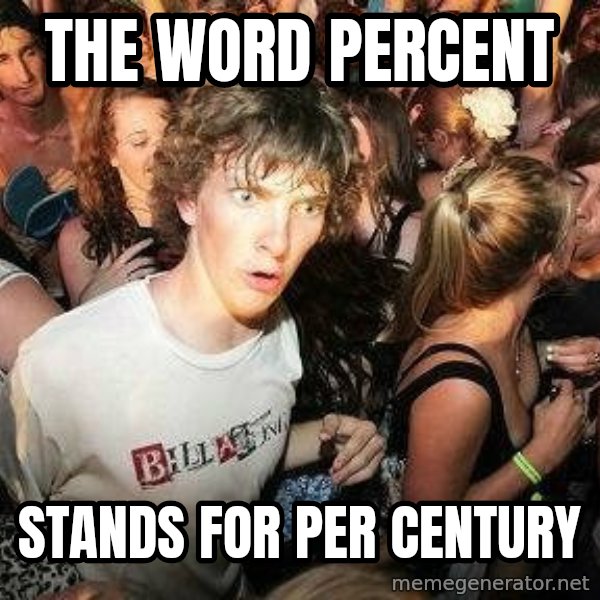 -Sudden Clarity Clarence meme: The word Percent / Stands for Per Century