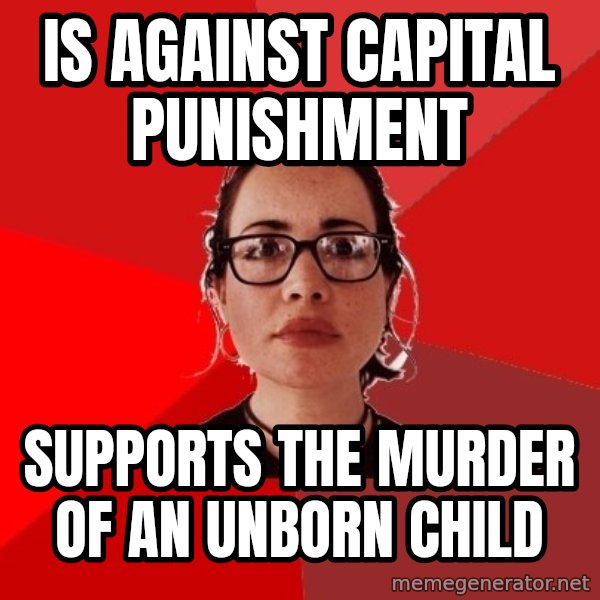 Liberal Douche Garofalo meme: is against capital punishment / supports the murder of an unborn child