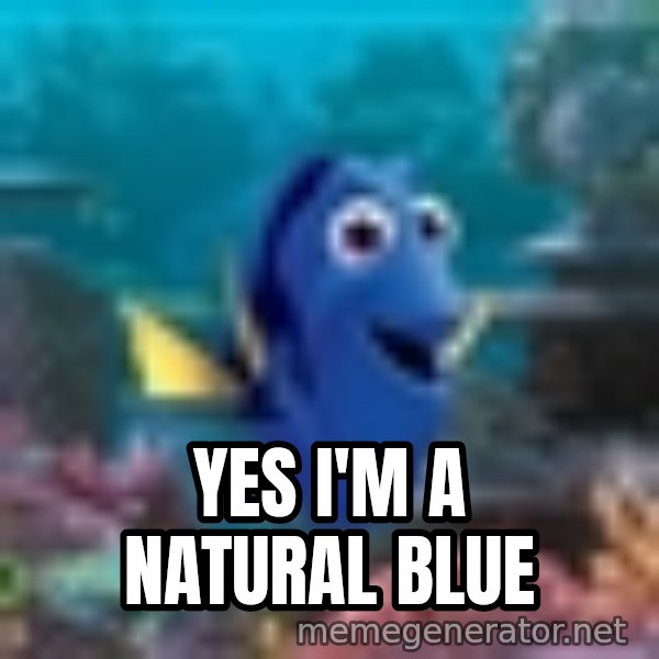 Dory Gets It meme: YES i'M A NATURAL BLUE