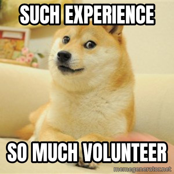so doge meme: such experience / so much volunteer