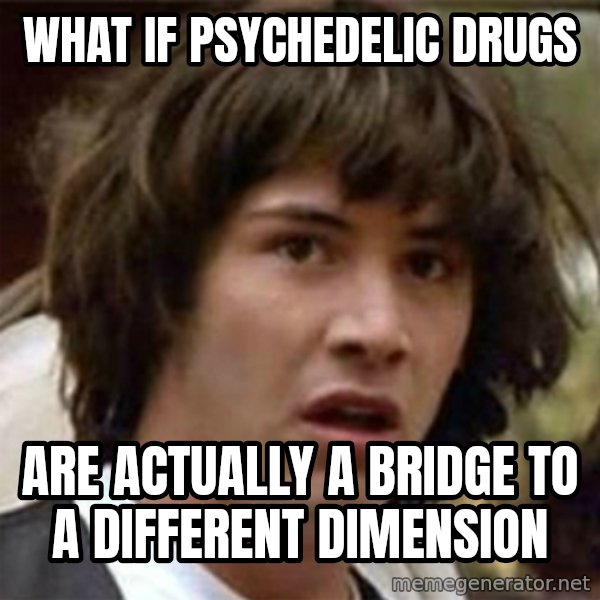 what if meme meme: what if psychedelic drugs / are actually a bridge to a different dimension