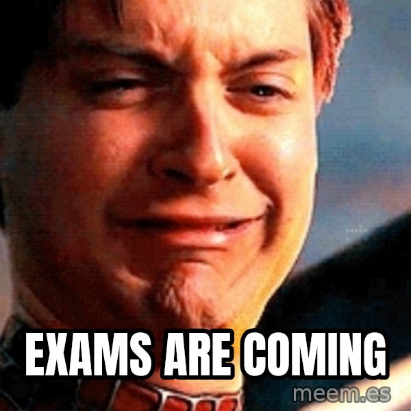 Crying Tobey Maguire meme: exams are coming