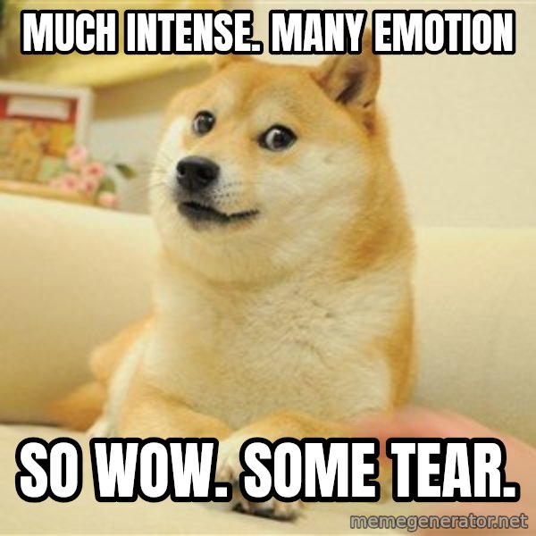 so doge meme: much intense. many emotion / so wow. some tear.