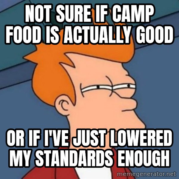 Not sure if troll meme: Not sure if camp food is actually good / or if i've just lowered my standards enough