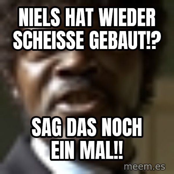 Samuel Jack Pulp Fiction meme: Niels hat wieder scheiße gebaut!? / Sag das noch ein mal!!