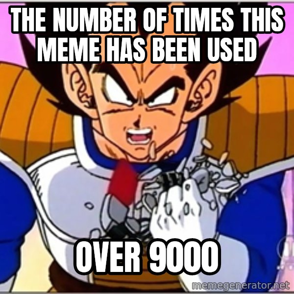 Over 9000 meme: The number of times this meme has been used / over 9000