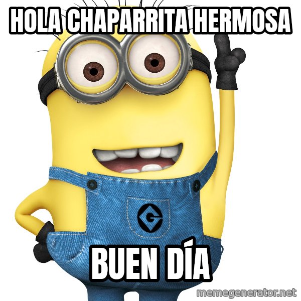 Despicable Me Minion meme: Hola chaparrita hermosa / Buen día