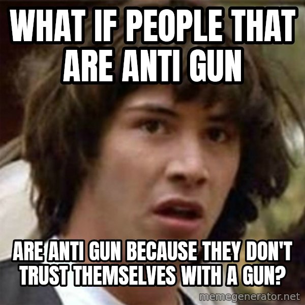 what if meme meme: What if people that are anti gun / are anti gun because they don't trust themselves with a gun?