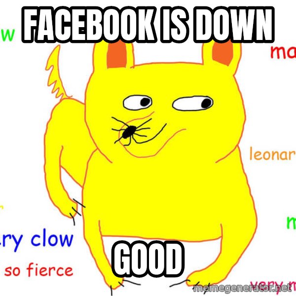 Grumpy Cat  meme: facebook is down / good