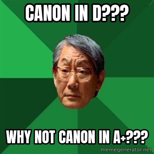 High Expectations Asian Father meme: canon in d??? / why not canon in A+???