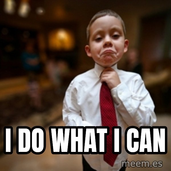 Alright Then Business Kid meme: I do what I can