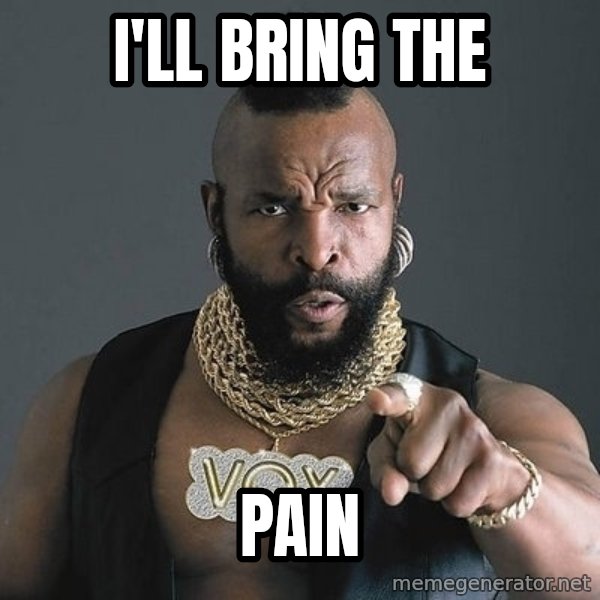 Mr T meme: I'LL BRING THE / PAIN