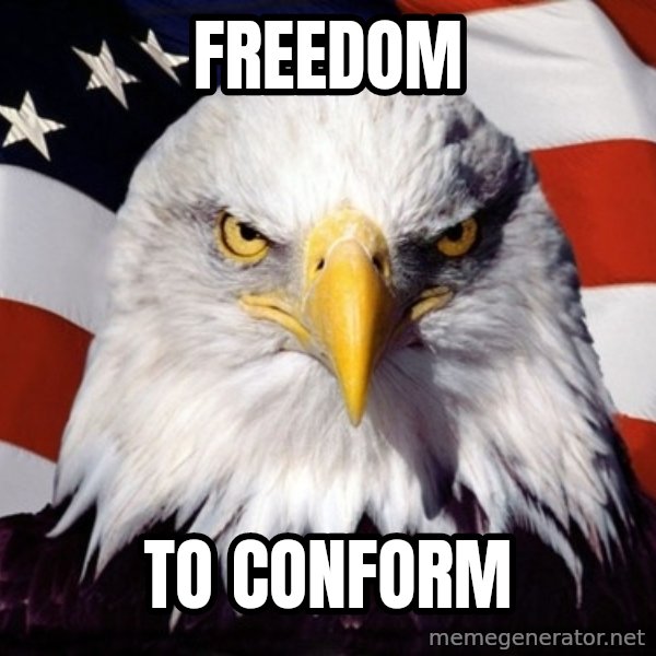 American Pride Eagle meme: freedom / to conform