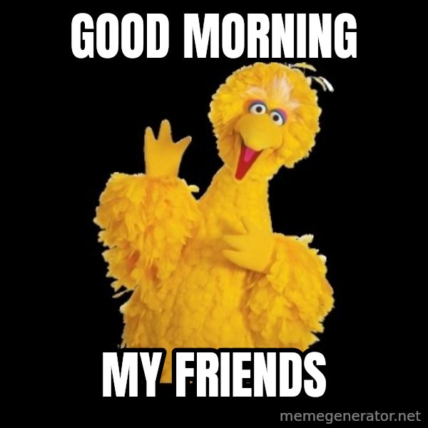BIG BIRD meme meme: Good morning / my friends