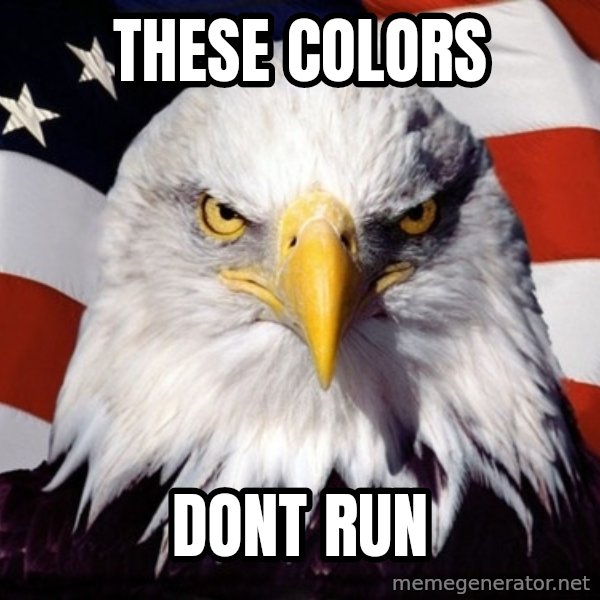 American Pride Eagle meme: THESE COLORS / DONT RUN