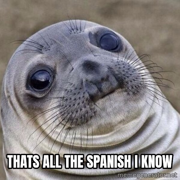 Awkward Seal meme: Thats all the spanish I know