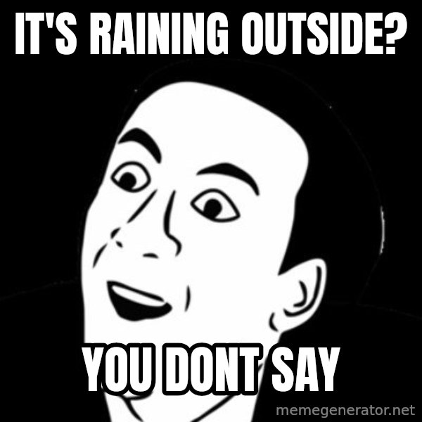 you don't say meme meme: it's raining outside? / you dont say