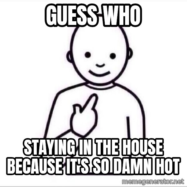 Guess who ? meme: Guess who / Staying in the house because it's so damn hot