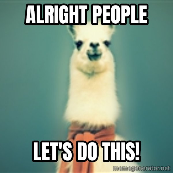 Pancakes llama meme: Alright people / Let's do this!