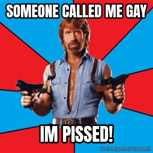 Chuck Norris  meme: Someone called me gay / im pissed!