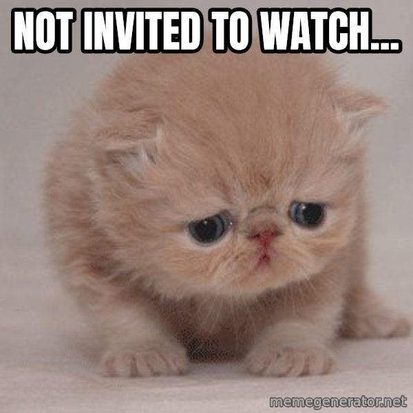 Sadcat meme: Not Invited to watch...