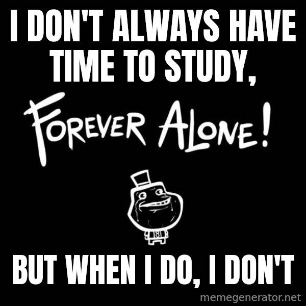 The Most Interesting Man In The World meme: I don't always have time to study, / but when i do, i don't