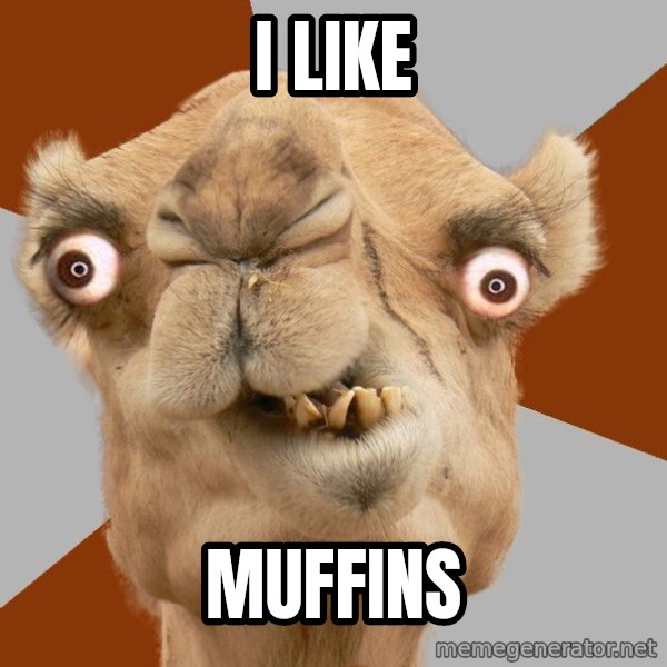 Crazy Camel lol meme: I LIKE / MUFFINS