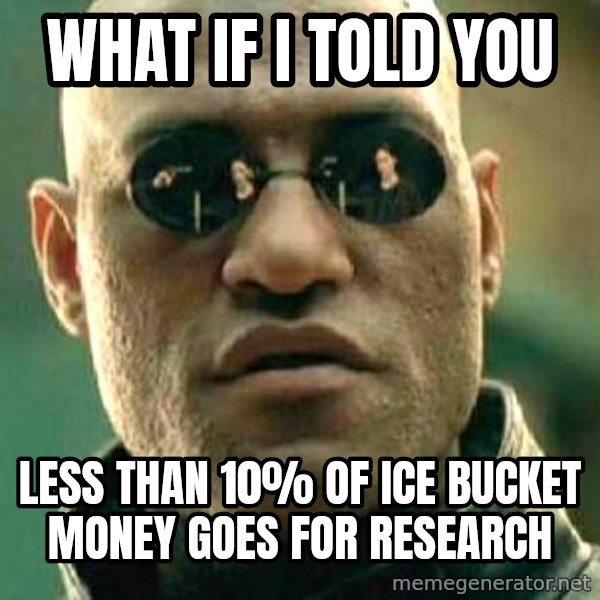 What if I told you / Matrix Morpheus meme: What if i told you / Less than 10% of ice bucket money goes for research