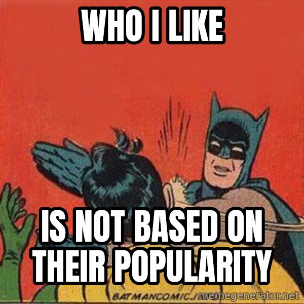batman slap robin meme: who i like / is not based on their popularity