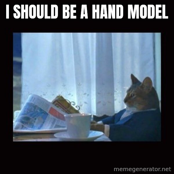 i should buy a boat cat meme: I should be a hand model