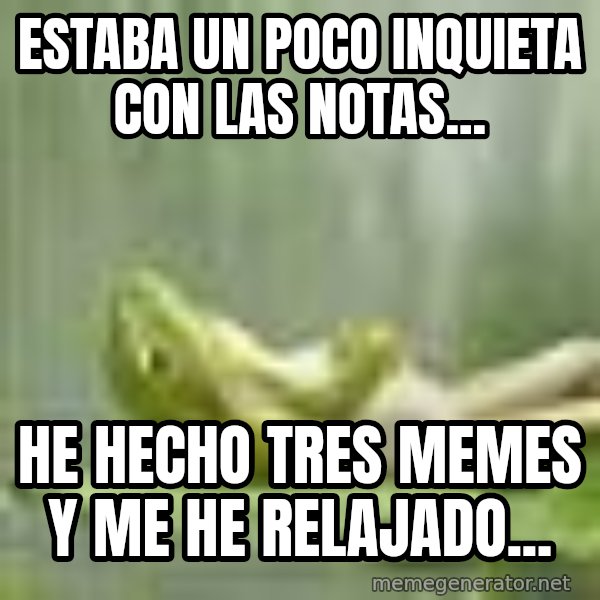 Frog Relaxing meme: ESTABA UN POCO INQUIETA CON LAS NOTAS... / HE HECHO TRES MEMES Y ME HE RELAJADO...