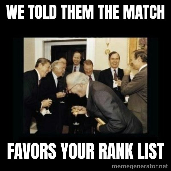 Rich Men Laughing meme: We told them the match / favors your rank list