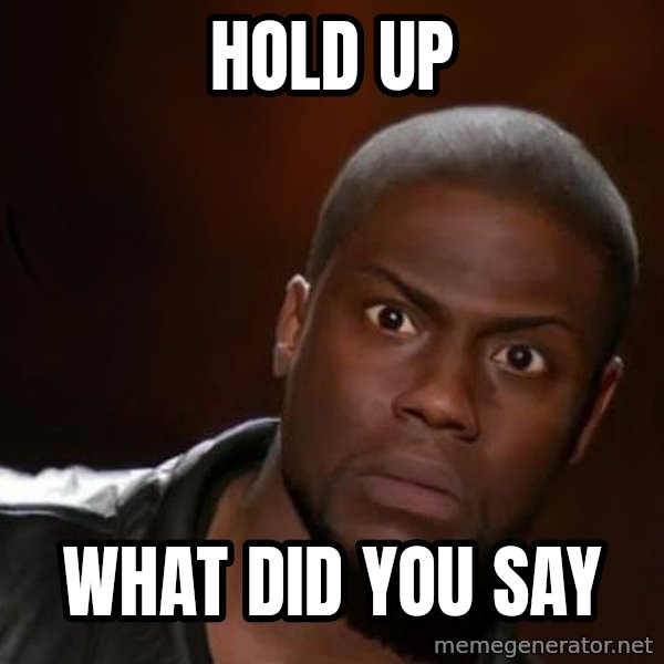 kevin hart nigga meme: hold up / what did you say